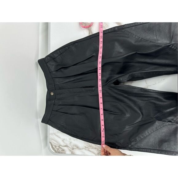 Vintage 90s Womens Pleated Leather Pants Tapered Waist 26” Grunge Minimalist - Picture 9 of 15